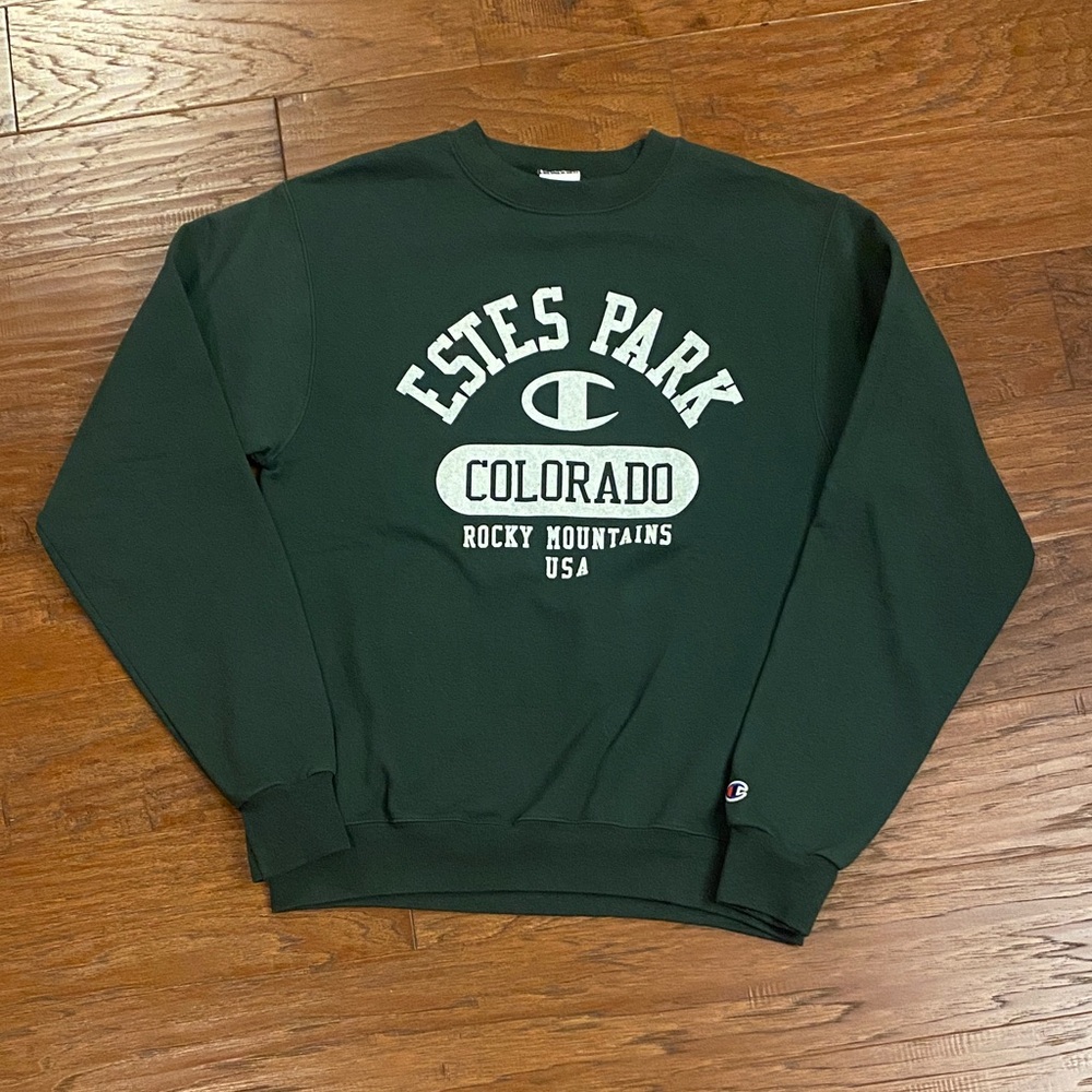 VGUC Champion Dark Green Graphic Sweatshirt Size Small
